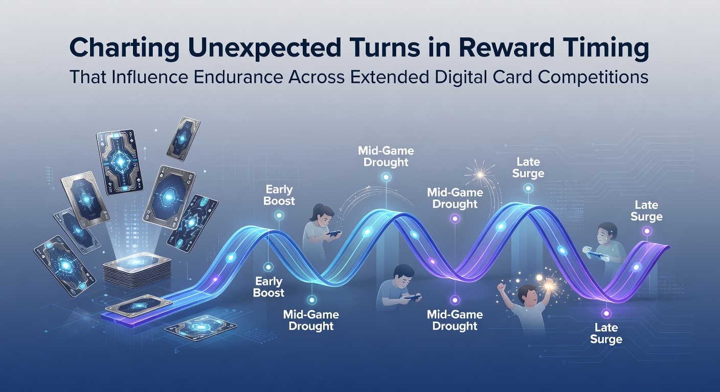 Illustration of reward timing patterns affecting player persistence in long digital card tournaments