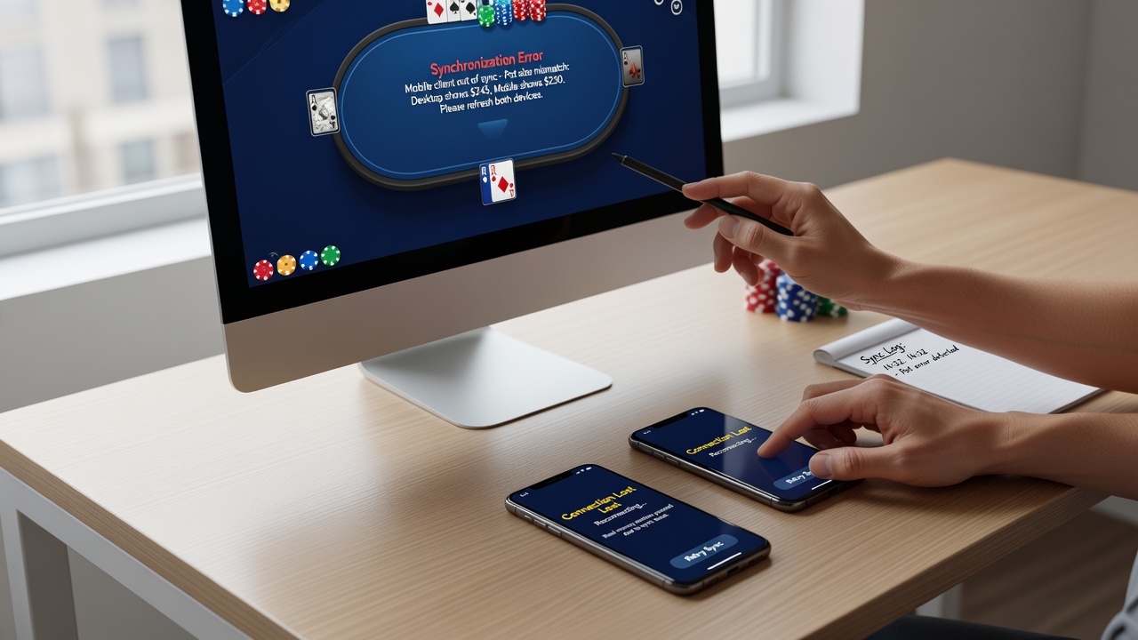 Close-up of poker tournament action timer and betting controls on both mobile and desktop displays