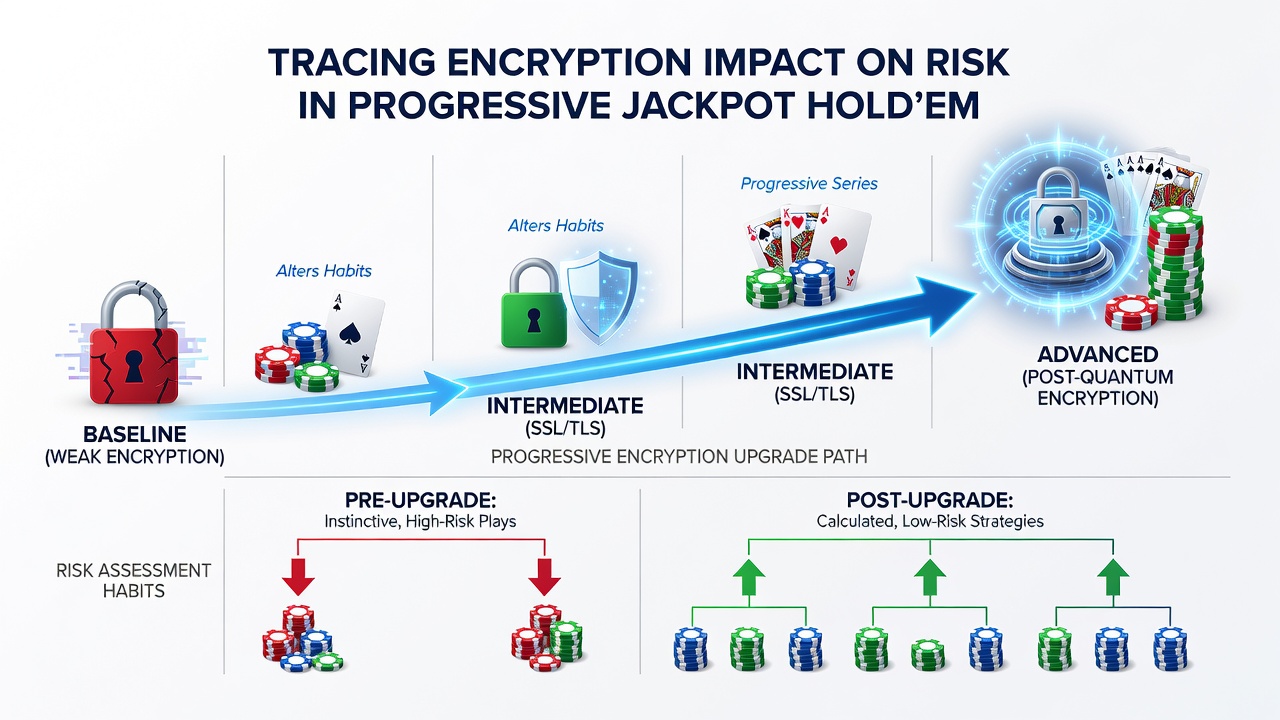 Diagram showing risk assessment adjustments in encrypted progressive hold'em tournaments